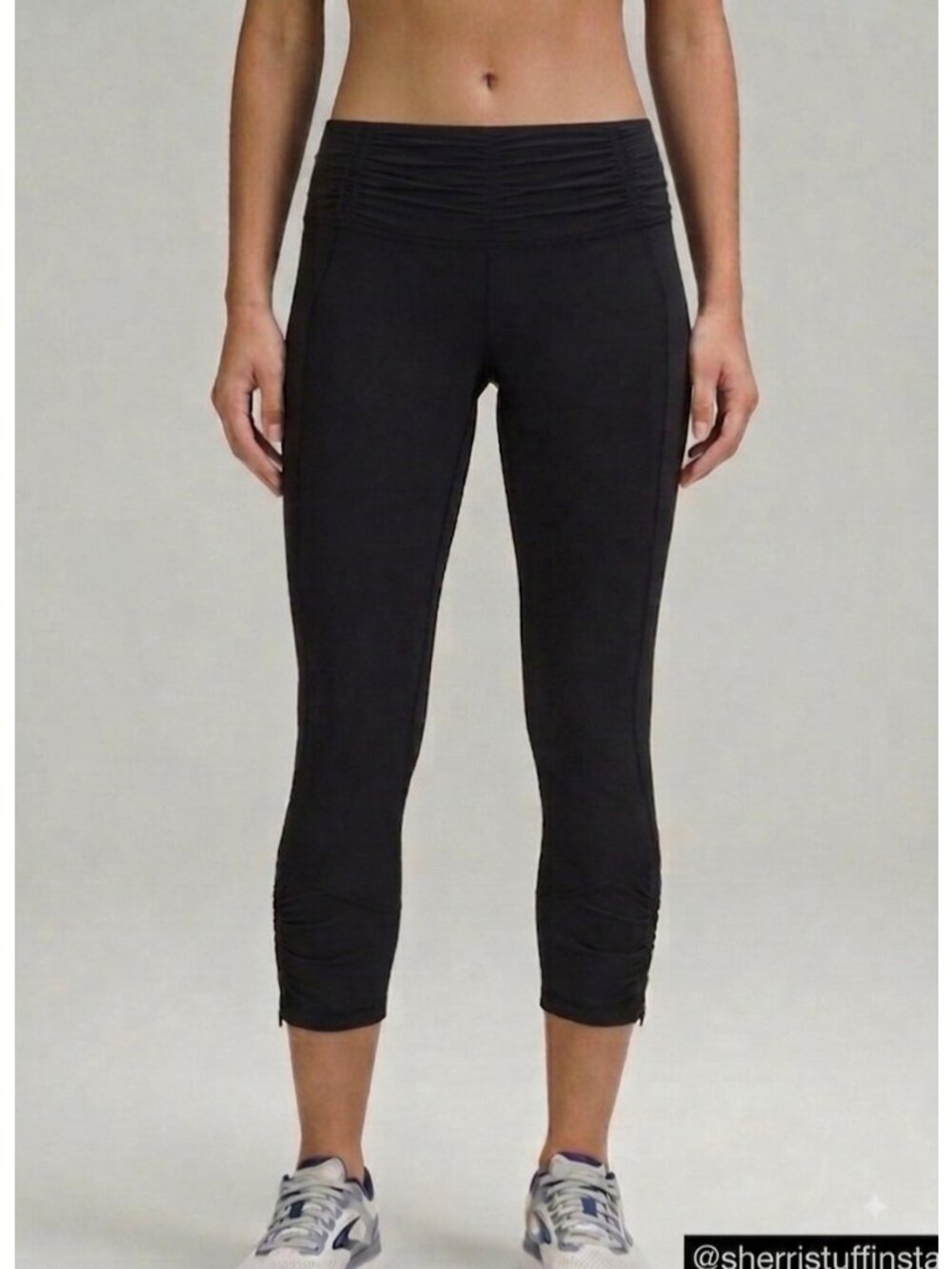 Lululemon Runday Crop 23" Running Tights Black Reflective Zippers Luxtreme 8